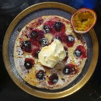 Blueberry baked in pancake